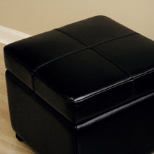 Load image into Gallery viewer, Baxton Studio Black Full Leather Storage Cube Ottoman