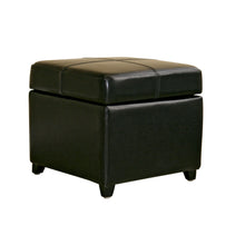 Load image into Gallery viewer, Baxton Studio Black Full Leather Storage Cube Ottoman
