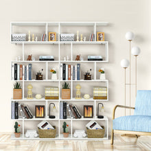Load image into Gallery viewer, 6 Tier S-Shaped Bookshelf Storage Display Bookcase Decor Z-Shelf -White