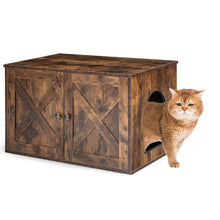 Load image into Gallery viewer, Wooden Hidden Cabinet Cat Furniture with Divider-Coffee