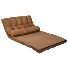 Load image into Gallery viewer, Foldable Floor 6-Position Adjustable Lounge Couch-Brown