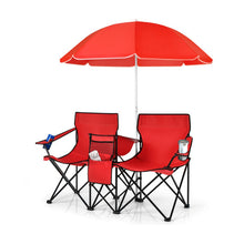 Load image into Gallery viewer, Portable Folding Picnic Double Chair With Umbrella-Red