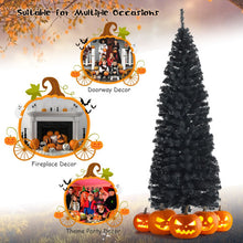 Load image into Gallery viewer, 6ft Unlit Artificial Christmas Halloween Pencil Tree Black with Metal Stand-Black