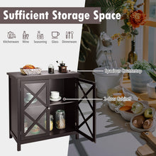 Load image into Gallery viewer, Freestanding Kitchen Buffet Cabinet with Glass Doors and Adjustable Shelf-Brown