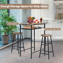 Load image into Gallery viewer, 3 Pieces Bar Table Set with 2 Stools Teak-Rustic Brown