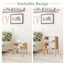 Load image into Gallery viewer, 2 Pieces Bamboo Storage Shelf Nightstand Sofa Table