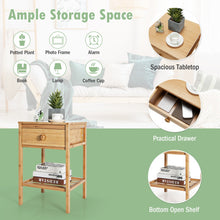Load image into Gallery viewer, Bamboo Nightstand with Drawer and Open Shelf-Natural