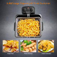 Load image into Gallery viewer, Electric Deep Fryer 5.3QT/21-Cup Stainless Steel 1700W with Triple Basket