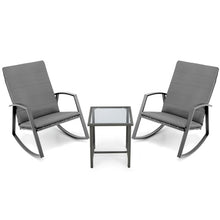 Load image into Gallery viewer, 3 Pieces Patio Rattan Rocking Furniture Set-Gray