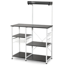 Load image into Gallery viewer, 4-tier Kitchen Baker's Rack with Basket and 5 Hooks-Black