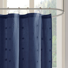 Load image into Gallery viewer, Urban Habitat Brooklyn 100% Cotton Jacquard Pom Pom Shower Curtain- Indigo Blue UH70-2312 By Olliix