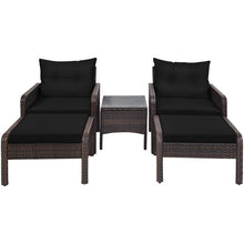 Load image into Gallery viewer, 5 Pieces Patio Rattan Sofa Ottoman Furniture Set with Cushions-Black
