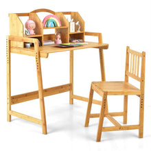 Load image into Gallery viewer, Bamboo Kids Study Desk and Chair Set with Bookshelf