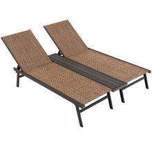 Load image into Gallery viewer, 2-Person Patio Chaise Lounge with Middle Panel-Brown