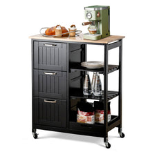 Load image into Gallery viewer, Rolling Kitchen Island Utility Storage Cart -Black
