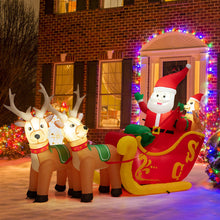 Load image into Gallery viewer, 7.2 Feet Long Christmas Inflatable Santa on Sleigh with LED Lights Dog and Gifts Yard