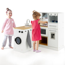 Load image into Gallery viewer, 2-Pieces Wooden Kids Kitchen Playset with Light and Sound