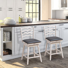 Load image into Gallery viewer, 360° Swivel Bar Stools with Rubber Wood Frame and Ergonomic Backrest and Footrest-25 inches
