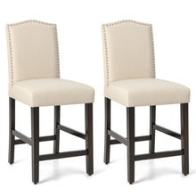Load image into Gallery viewer, 2 Pcs Fabric Nail Head Counter Height Dining Side Chairs Set-Beige