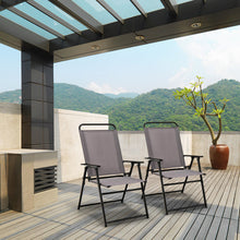 Load image into Gallery viewer, Set of 2 Outdoor Folding Sling Chairs with Armrest and Backrest-Gray