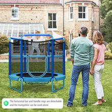 Load image into Gallery viewer, 5 Feet Kids 3-in-1 Game Trampoline with Enclosure Net Spring Pad-Blue
