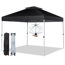 Load image into Gallery viewer, 2-Tier 10 x 10 Feet Pop-up Canopy Tent with Wheeled Carry Bag-Black