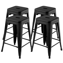 Load image into Gallery viewer, 24 Inch Set of 4 Tolix Style Counter Height Barstool Stackable Chair-Black