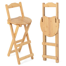 Load image into Gallery viewer, 24 Inch Set of 2 Bamboo Folding Barstools with Footrests and Handles-Natural