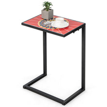 Load image into Gallery viewer, C-shaped Waterproof Outdoor Side End Table with Ceramic Top