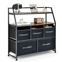 Load image into Gallery viewer, 5 Drawers Storage Dresser with Fabric Bin for Living Room Bedroom-Black