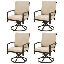 Load image into Gallery viewer, Set of 4 Patio Swivel Dining Chairs with Cushion and Armrest-Beige