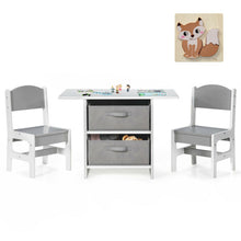 Load image into Gallery viewer, Kids Art Play Wood Table and 2 Chairs Set with Storage Baskets Puzzle