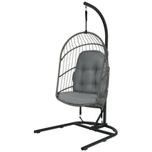 Load image into Gallery viewer, Hanging Wicker Egg Chair with Stand -Gray