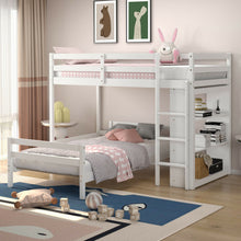 Load image into Gallery viewer, Twin Over Twin Loft Bunk Bed with Bookcase-White