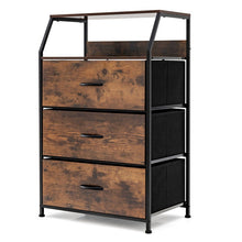 Load image into Gallery viewer, Nightstand Dresser Organizer Unit withTop Shelf-Rustic Brown