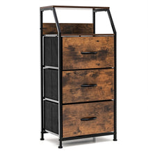 Load image into Gallery viewer, 3 Drawer Storage Organizer Dresser with Wood Top and Sturdy Steel Frame-Rustic Brown