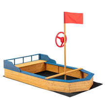 Load image into Gallery viewer, Kids' Pirate Boat Sandbox with Flag and Rudder
