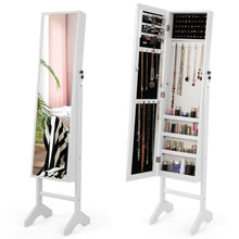 Load image into Gallery viewer, Standing Jewelry Cabinet with Full Length Mirror-White