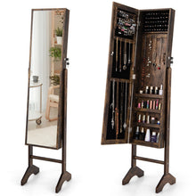 Load image into Gallery viewer, Standing Jewelry Cabinet with Full Length Mirror-Brown