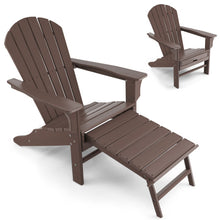 Load image into Gallery viewer, Patio HDPE Adirondack Chair with Retractable Ottoman-Brown