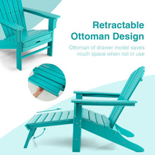 Load image into Gallery viewer, Patio HDPE Adirondack Chair with Retractable Ottoman-Turquoise