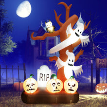Load image into Gallery viewer, 8 Feet Inflatable Halloween Dead Tree Blow Up Ghost with Built-in LED Lights