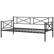 Load image into Gallery viewer, Metal Daybed Twin Bed Frame Stable Steel Slats Sofa Bed-Black