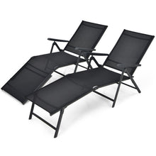 Load image into Gallery viewer, 2 Pieces Foldable Chaise Lounge Chair with 2-Position Footrest-Black