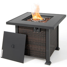 Load image into Gallery viewer, 32 Inch Square Propane Fire Pit Table with Lava Rocks Cover-Brown