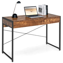 Load image into Gallery viewer, 2-Drawer Home Office Desk with Steel Frame-Rustic Brown