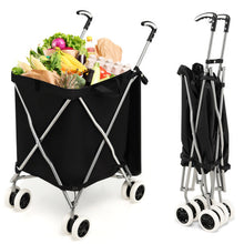 Load image into Gallery viewer, Folding Shopping Utility Cart with Water-Resistant Removable Canvas Bag-Black