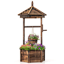 Load image into Gallery viewer, Rustic Wooden Wishing Well with Adjustable Hanging Bucket-Brown