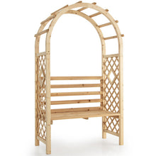 Load image into Gallery viewer, Wooden Garden Bench Arch Pergola Outdoor Arbor