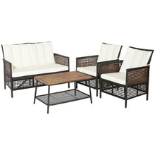 Load image into Gallery viewer, 4 Pieces Patio Rattan Furniture Set with 2-Tier Coffee Table-White